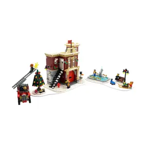 White Acrylic Display Base Compatible with LEGO® 10263 Winter Village Fire Station  - Set Not Included