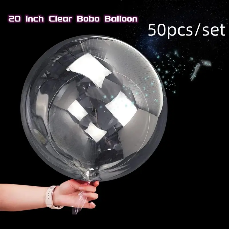 50 Pcs Bobo Balloons Bubble Balloons, 20 Inch Clear Bobo Balloon, Large Transparent Bubble Balloon for Wedding Birthday Party