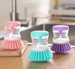 3 Dish Brush with Soap Dispenser Multicolor Kitchen Cleaning Tool for Effortless Dishwashing Cleaning Feature