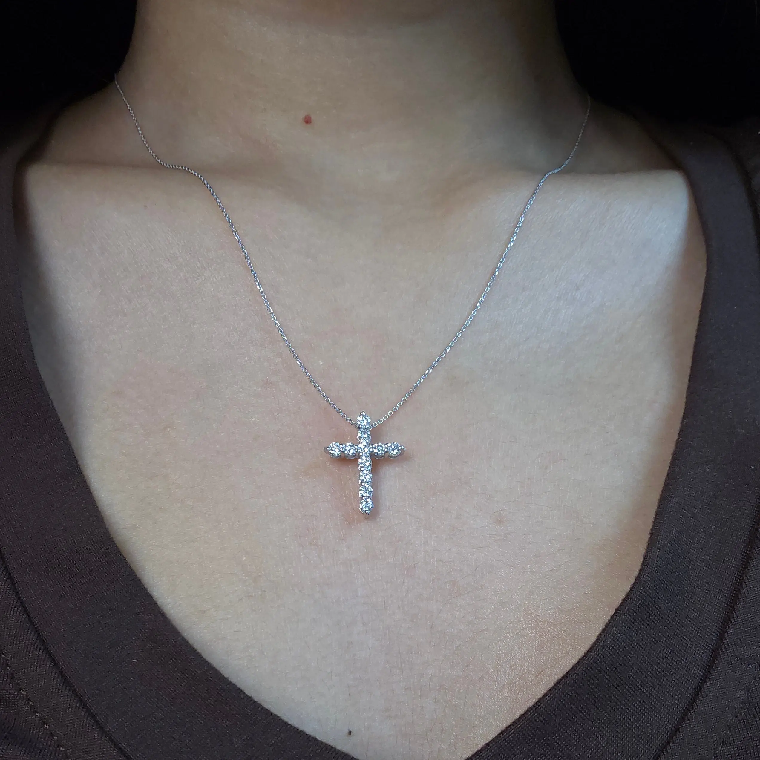 14Kt Gold 1 Ct Lab Grown Diamond Cross Pendant Necklace