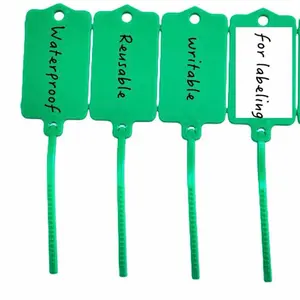 100pcs Reusable Blank Plastic Tags Ties Key Tags 1.45"*2.48" Serrated Tension Sealing Strap with Large Label Plastic Tie Mark Label Waterproof Hang Sign Write on Tag (Green, 100pcs)
