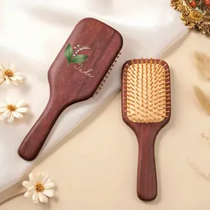 Personalized Wooden Hair Brush with Birth Flower and Name – “Bloom Where You're Planted” Gift for Her