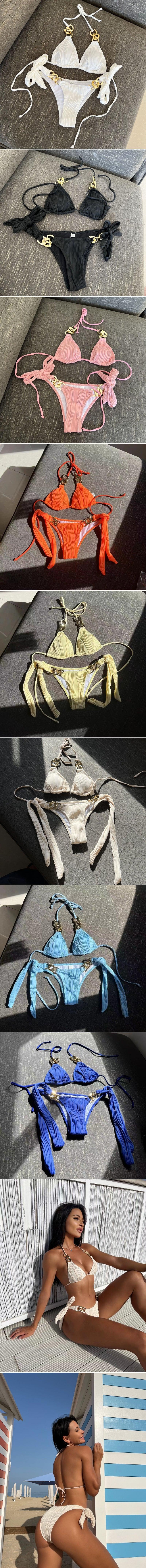 Sexy Ribbed Beach Bikini Set