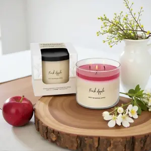 Crossroads Fresh Apple Candle 15 oz Color Changing 3 Wick Scented Candle with Juicy McIntosh Apple Scent for Soothing Environment