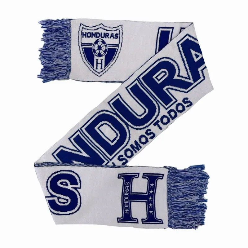 Honduras Scarf Embroidered with National Logo Soccer Fans Official Team Colors Warm Wool Blend Loose Fit All-Season Use Thick Fabric Practical Gift Option