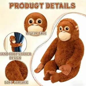 Gorilla Plush Toy Long-Armed Monkey Doll, Baby Comfort Pillow, Soft Filled Animal, Perfect Gift for Kids, Cuddly and Adorable