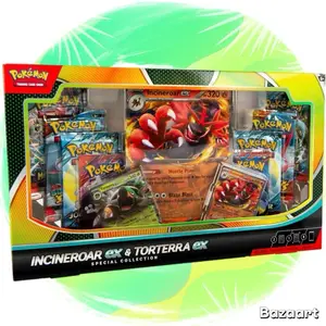 Pokemon Incineroar EX & Torterra EX Special Collection Box 8 Booster Packs Trading Card Game with 2 Foil Promo Cards 1 Oversize Card TCG Players