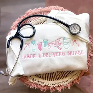 Labor & Delivery Nurse Embroidered Sweatshirt , L&D Crewneck for Maternity Ward, Cute Nurse Gift, Baby Nurse Apparel, Nursing School Graduation Gift
