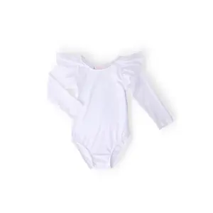 White L/S Flutter Sleeve Leotard