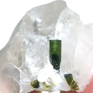 Green cap tourmaline with Quartz