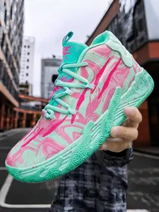 1 Pair Multi-color Trendy Basketball Shoes - Mesh Upper + Rubber Outsole, Multiple Colors Available, For Basketball Sports & Trendy Styling, Comfortable & Eye-catching, Athletic Shoes