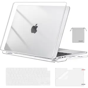 MOSISO 4-in-1 MacBook Air 13.6 Case with Pouch M4 M3 M2 (A3240 A3113 A2681) Hard Shell Cover + Keyboard Cover + Screen Protector for Work & School, Clear Protective Laptop Case 2022-2026 Release