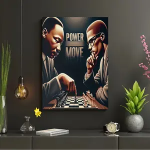 Chess Pattern Wooden Frame Canvas Painting, Modern Art Wall Decoration, Home Living Room Bedroom Office Wall Decoration, Poster