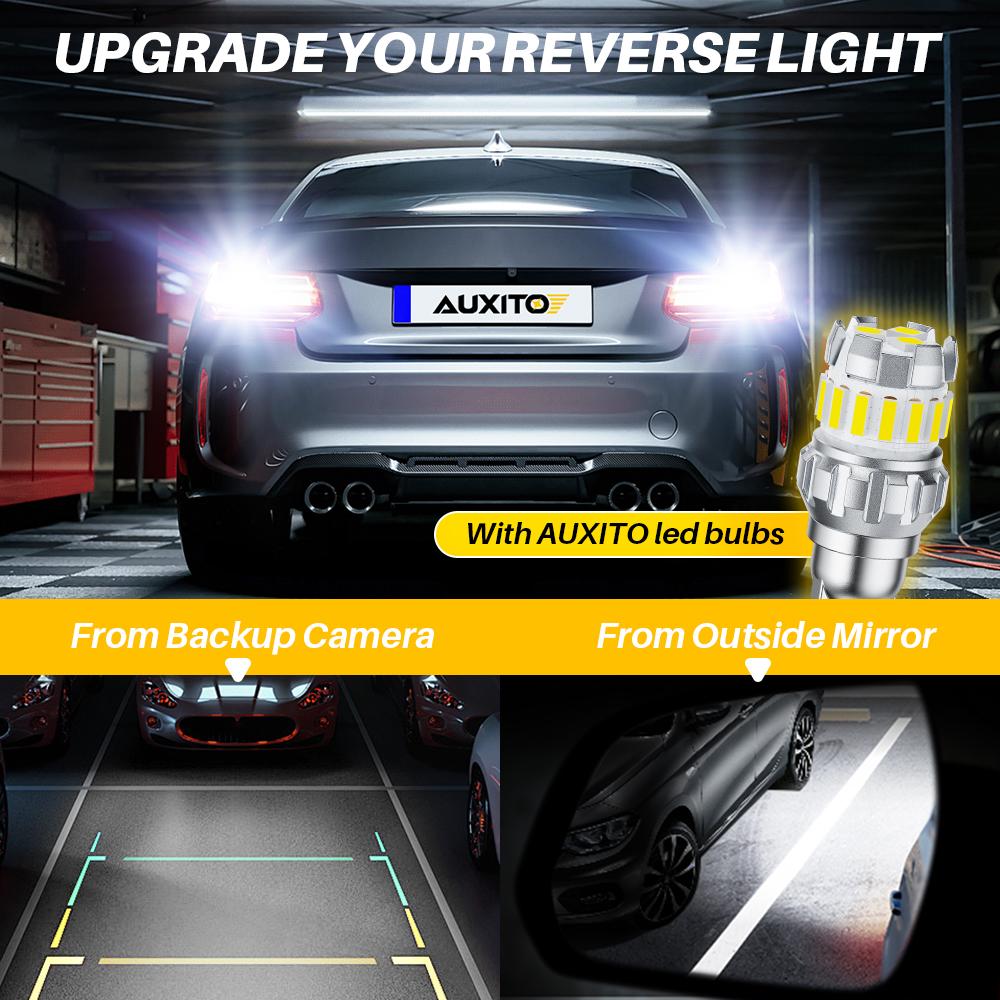 AUXITO 912 921 LED Bulb Reverse Light Bulb 6500k White, 906 922 W16W T15 LED Backup Light Bulb, 2400LM 400% Brighter Mini Size Non-polarity CANBUS Error Free Plug and Play LED Light Bulb, Pack of 2