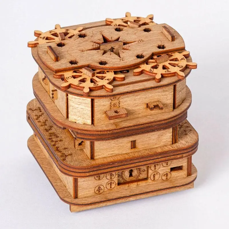 Davy Jones Storage Cabinet, 3D Wooden Puzzle Escape Box, Pirate Theme Brain Game, Multifunctional Money Box, Adult Gift, Wooden Handmade Puzzle