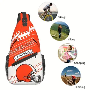Large Crossbody Backpack Shoulder Bag With Cleveland Football Print - Durable Machine-Washable Multifunctional Chest Pack For Travel Hiking Cycling Outdoor Fishing - Unisex For Men Women Youth, Hiking Backpack