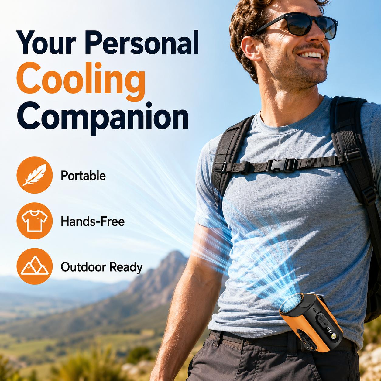 Upgraded Portable Waist Fan with Belt Clip –  100-Speed Adjustable ,Handheld/Neck/Hangable/Desk Fan, Stand for Outdoor, Construction, Farming, Fishing Summervibes