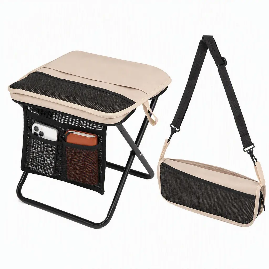Collapsible chair Ultra Lightweight Camping Chair - 1.5lbs Portable Folding Chair with Shoulder Strap, 400lbs Heavy Duty Support, Compact Outdoor Chair with Dual Side Pockets for Hiking, Fishing, Camping & BBQ