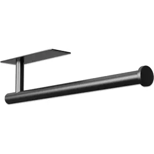 Paper Towel Holder, Improved Premium Paper Towel Holder Under Cabinet, Stainless Steel Paper Towel Holders Rack for Kitchen, Bathroom, Pantry, Fridge, Adhesive or Drilling, Black