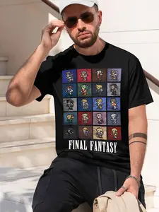 FINAL FANTASY 2026 new model Black/White Tee Stylish & Comfortable Loose Crew Neck Short Sleeve T-shirts Versatile On Trend Eye Catching Printed Graphic Casual Tee for Daily Wear Outings & Leisure