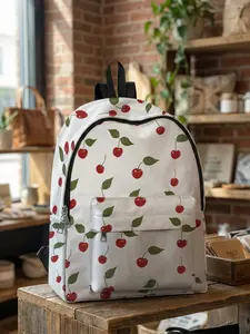 Apple Printed Backpack, Fun Design, Fashionable Look, Spacious Storage, Ideal for School, Travel, Business Trips, All Seasons Use