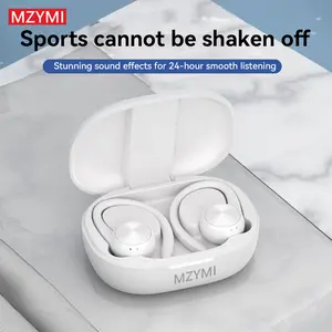 MZYMI ear hook design wireless headphones, with digital display charging box, noise reduction function, extremely long battery life, suitable for mobile phones, providing HiFi sound quality. Light Weight Earbuds White headphones bluetooth