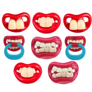 Funny Baby Pacifier, Cute Big Bucktooth Design, Soft Silicone Binky Nipple, Soothing Teething Pacifier for 0-36 Months Newborn, Ideal Halloween Gift for Infants