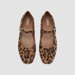 Cider [size 6-11] LEOPARD PRINT SUEDE MARY JANE FLATS