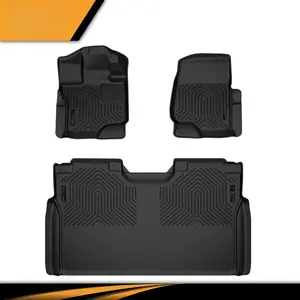 All Weather Floor Mats Black TPE Liners Fit For 15-24 Ford F-150 Super Crew Cab