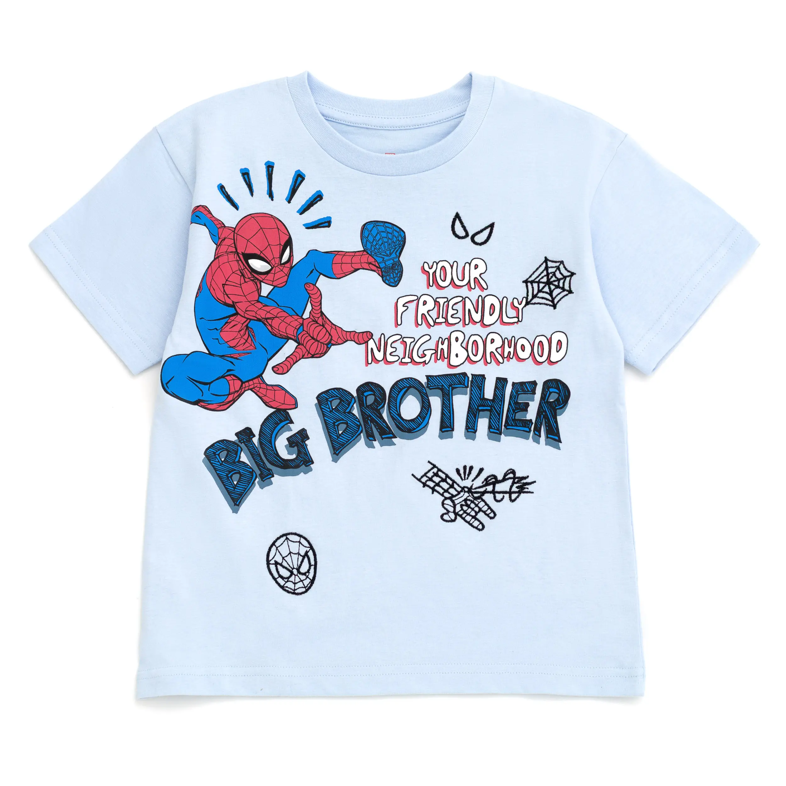Marvel Boys' Spider-Man Graphic Tee, 100% Cotton Short Sleeve Round Neck Shirt, Kids' Big Brother Announcement Casual Wear, Graphic Print