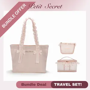 Petit Secret Pleated Lace Trim Canvas Bag, Large Capacity Tote Bag, Boho Ruffled Shoulder Bag – Ruffles Strap with Bow & Handheld Canvas Purse,  Coquette Tote  Bag