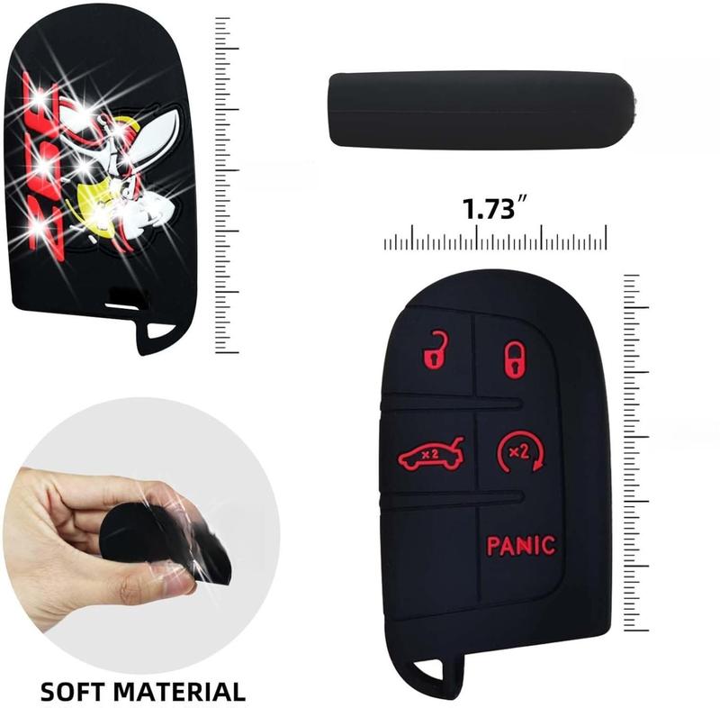 Rubber Smart 5 Buttons Key Cover Fob Case Shell Keyless Protector Jacket Glove Holder for Challenger Charger 392 Scat Pack (for Dodge)