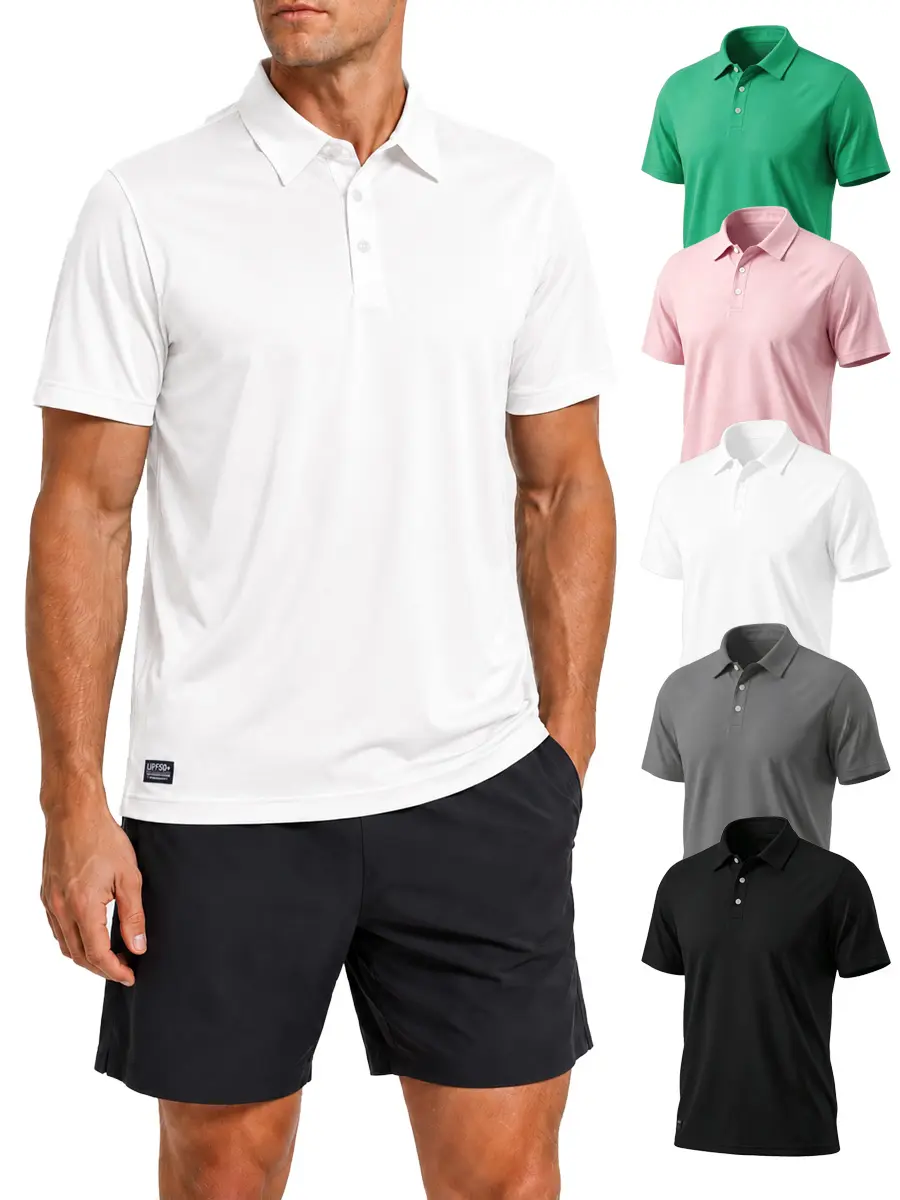 3pack Men's moisture-wicking, UPF50+ fitted Polo shirt a casual, short-style athletic top designed for a dry, snug fit. sohochic