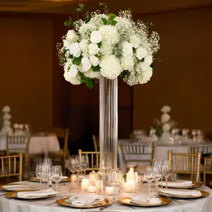 40" Ribbed Cylinder Floor Vases 2 Pack – Oversized Clear Glass Vases for Grand Venue Displays & Lobbies