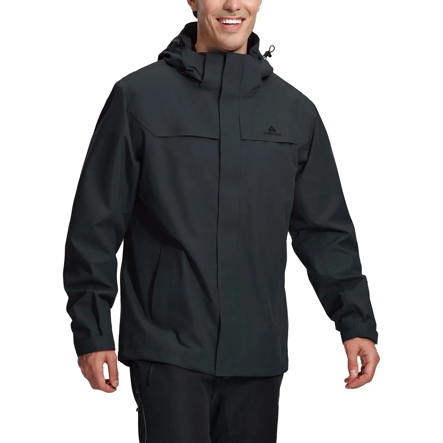 Pioneer Camp Men's Waterproof Lightweight Hooded Windbreaker, Premium Outdoor Apparel, 3-Pocket Shell Coat for Hiking & Outdoor Activities