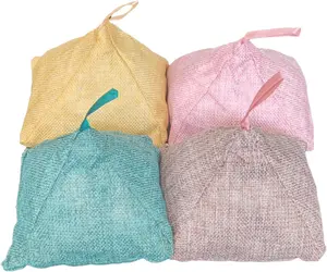 MOCOFO Bamboo Odor Eliminator Bags (4 Pack), Bamboo Charcoal Air Purifying Bag, Natural Air Fresheners & Odor Eliminators, Closet Dehumidifier, Car Air Purifier (4 Pack Triangle Shape)