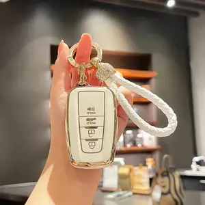 Tpu Car Remote Key Shell with Bling Keychain for Toyota 2018-2022  XSE RAV4 Camry Corolla Avalon C-HR Prius GT86 Highlander Keychain Accessories, Women Gift, Key Fob Protector