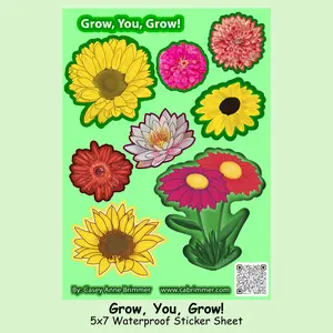 Original Botanical Illustrated Waterproof Floral Sticker Sheet