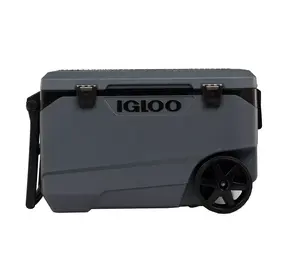 Igloo Latitude 90 Quart Rolling Cooler MAXCOLD 5-Day Ice Retention Large All-Terrain Wheels Secure Media Slot 137 Cans Capacity