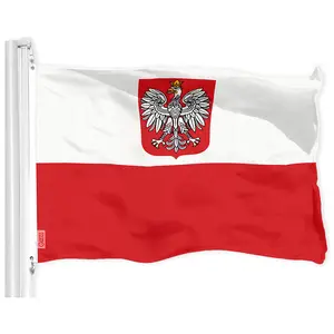 G128 Poland ENSIGN Flag | 3x5 feet | Printed 150D, Indoor/Outdoor, Vibrant Colors, Brass Grommets, Quality Polyester, Much Thicker More Durable Than 100D 75D Polyester