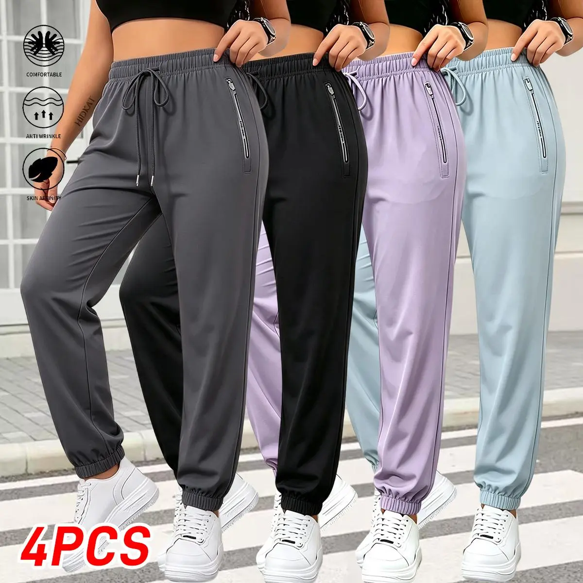 Dark gray + Black + Purple + Light gray