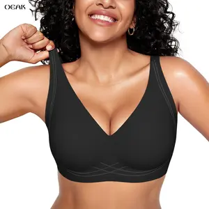 OEAK Wireless Bras for Women Deep V Seamless No Underwire Jelly Bra Full Coverage T Shirt Comfy Bralettes Everyday Bra