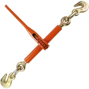 VULCAN Load Binder with 2 Grab Hooks - Ratchet Style - 7100 Pound Safe Working Load (Works with 5/16 Inch or 3/8 Inch Grade 70 and Grade 80 Chain) Car Jack Kit Truck Vehicle