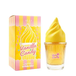 100ML Glass Bottle Vanilla & Candy Eau De Toilette, Sweet Gourmet Perfume, Unisex Ice Cream Shaped Fragrance Spray, Daily Use & Gifting