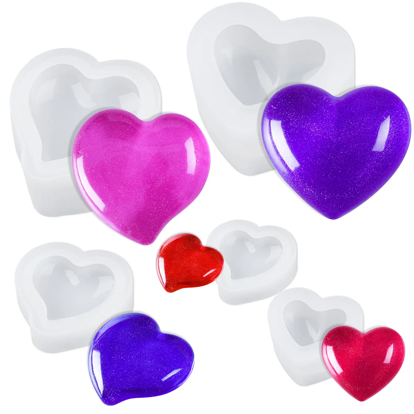 NiArt Valentine's Day 3D Heart Translucent Flexible Eco-Friendly Soft Silicone DIY Casting Molds - Handmade Item Jewelry Making Tool for Craft Lovers, Pendants, Home Decor, Jewelry Making Supplies