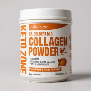 Dr. Colbert, MD Hydrolyzed Collagen Powder | Pumpkin Spice Flavor | Divine Health | Type I, II, III Chicken & Marine | Hair, Skin & Nails | Recommended in Keto Zone | 630g | 30 Servings