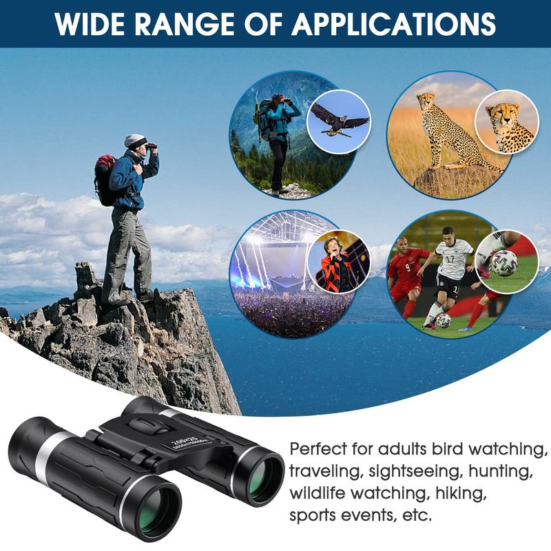 200x25 Compact Binoculars for Adults & Kids High-Powered Mini Pocket Waterproof for Bird Watching Hunting Concert Traveling FMC Coating Easy Focus Lightweight Gift