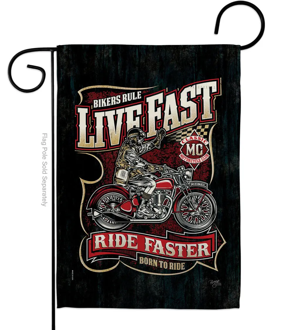 Breeze Decor G165258-BO 13"x18.5" Soft-to-the-Touch Double-Sided Vertical Garden Flag - Motorcycle & Vehicle Themed, Fade-Resistant Decorative Yard Banner for Biker Fans (Indoor/Outdoor Use)