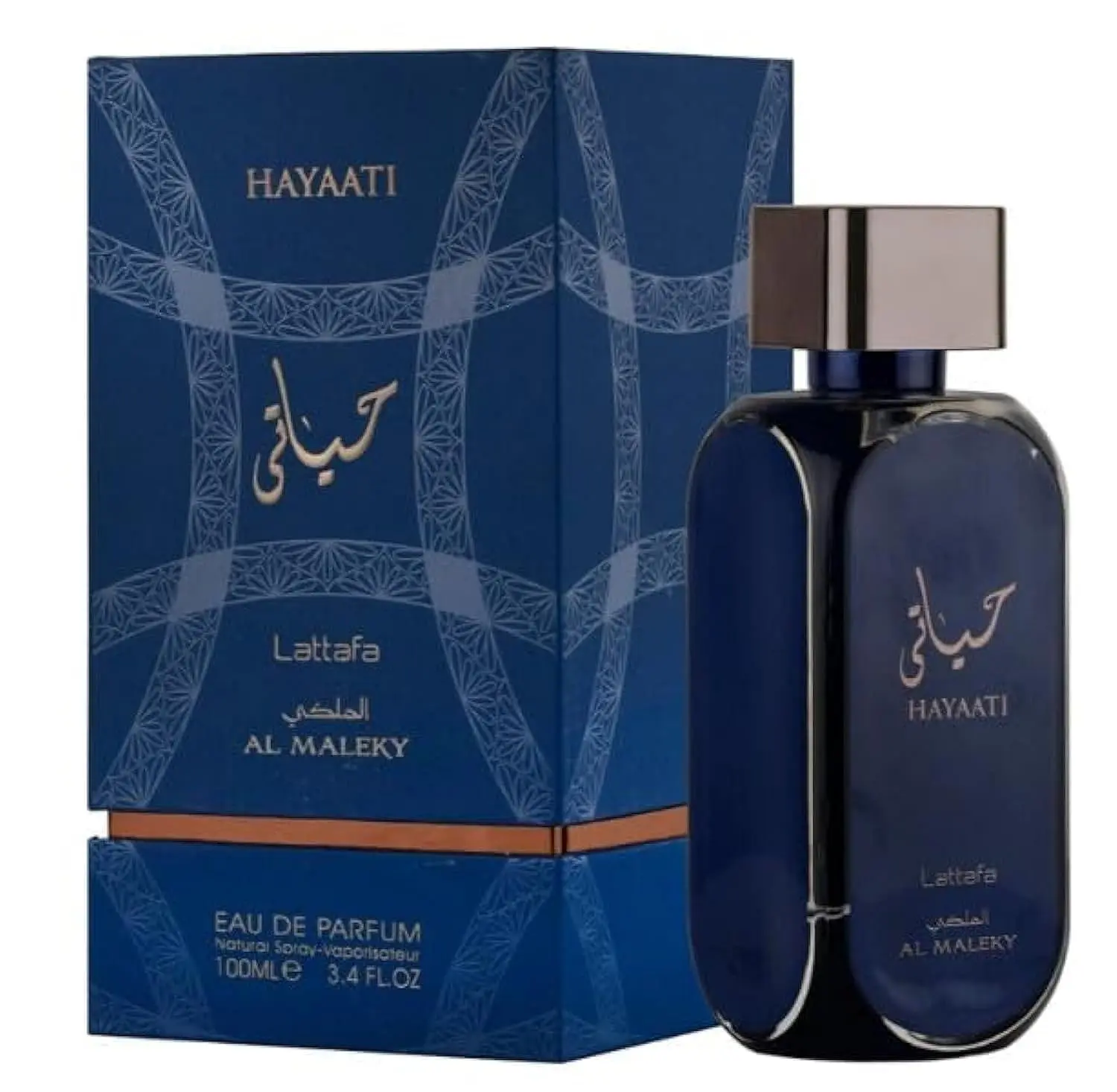Lattafa Hayaati Al Maleky Eau de Parfum - Pure Musk Unisex Fragrance Spray, Long-Lasting, 3.4 fl oz, with Citrus and Woody Notes, Single Item, Citrus Aromatic Woody, Aromatic Amberwood Fragrance, Adults, Bottle, Fresh Citrus, Edp