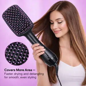 Hair Dryer and Blow Dryer Brush in 1, Negative Ion Hair Dryer Brush, 1Step Ionic Hair Straightener Brush Hair Dryer Hot Air Brush, Hair Styling Tool Straightening Drying Smooth Hair for All Hair Types
